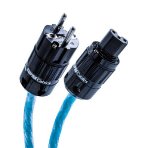 Supra-strømkabel-Excalibur-2.5-EU-1m-C13-kontakt,-transparent-Isblå SUPRA LoRad Excalibur – Rhodium Edition