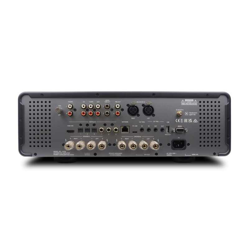 Michi-X430-tilkoblinger Michi X430 integrert forsterker bakside med HDMI ARC og digitale innganger