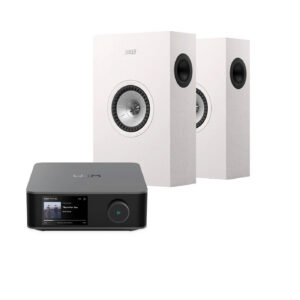 Stereopakke med Wiim Amp Ultra og KEF Q4 Vegghengte høyttalere